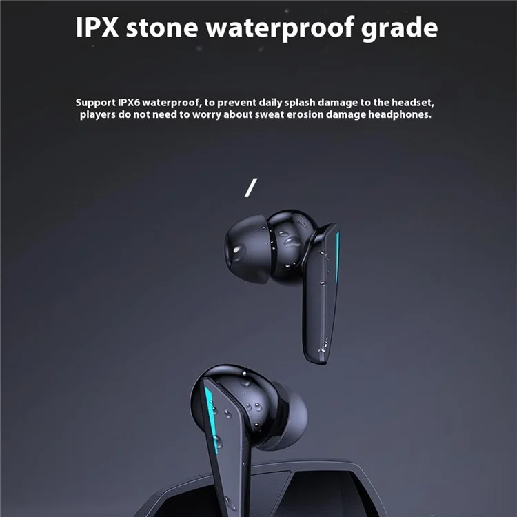AWEI T23 Bluetooth-compatible Wireless Gaming Headset TWS Waterproof In-Ear Headphone with Cool Light Effect
