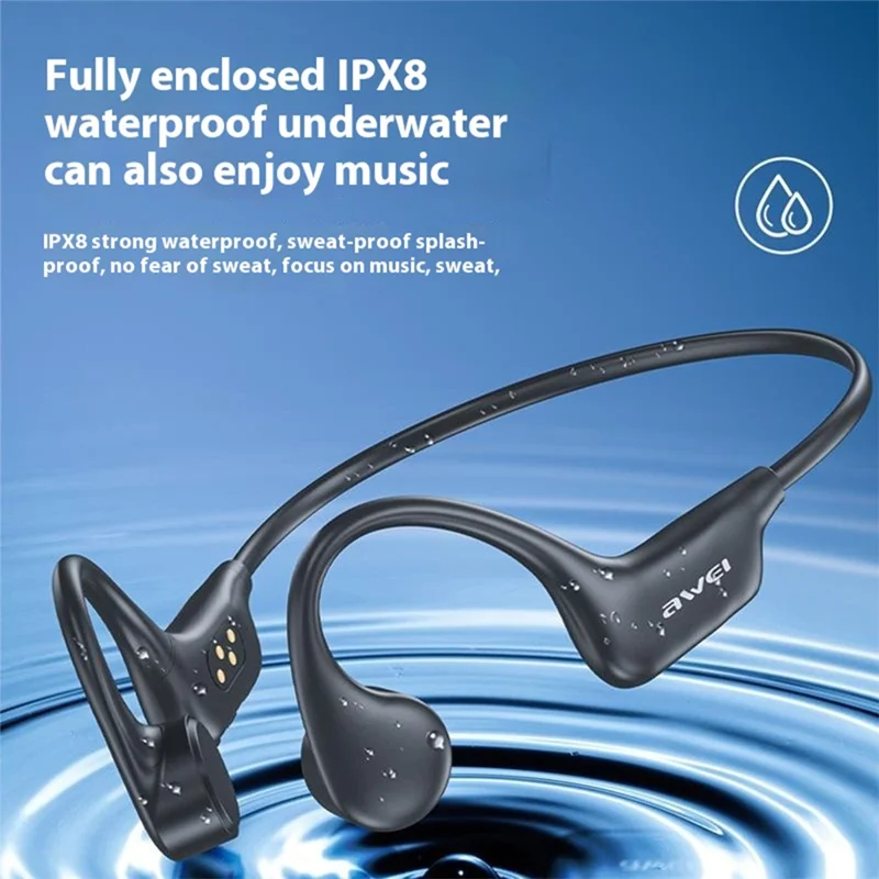 AWEI A899BL Conducción Ósea Auriculares Bluetooth de Oído Abierto IPX8 Auriculares de Natación