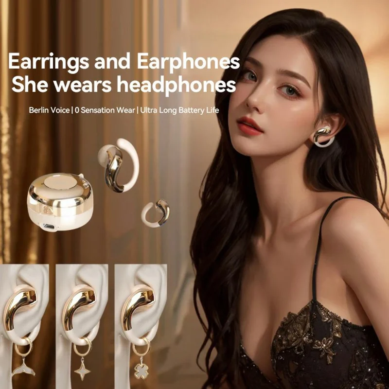 YX38 OWS Bluetooth-compatible 5.4 Wireless Earphones ENC Noise Reduction Sports Headphones - Nude