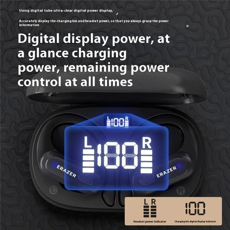 100pcs Lenovo Erazer Xt60pro TWS Bluetooth Music Game Game de Auriculares Auriculares Sports In-Ear Sports - Negro