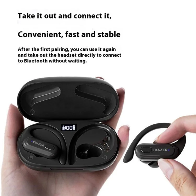 100pcs Lenovo Erazer Xt60pro TWS Bluetooth Music Game Game de Auriculares Auriculares Sports In-Ear Sports - Negro