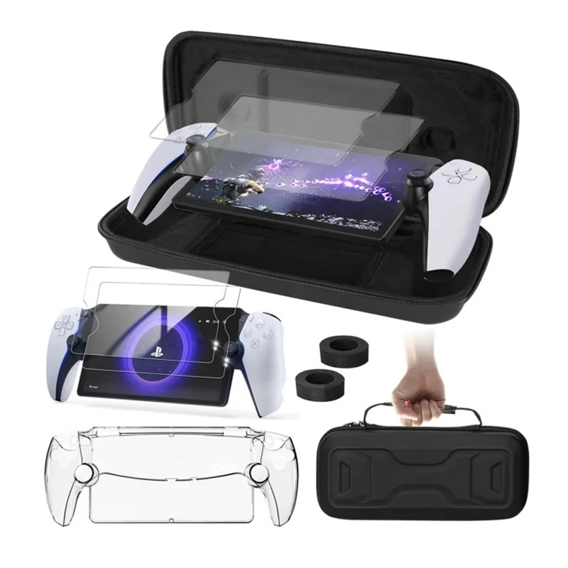Per Sony PS5 Portal Handheld Game Console Storage Bag Set con Joystick Caps, Screen Protectors, Custodia in Silicone