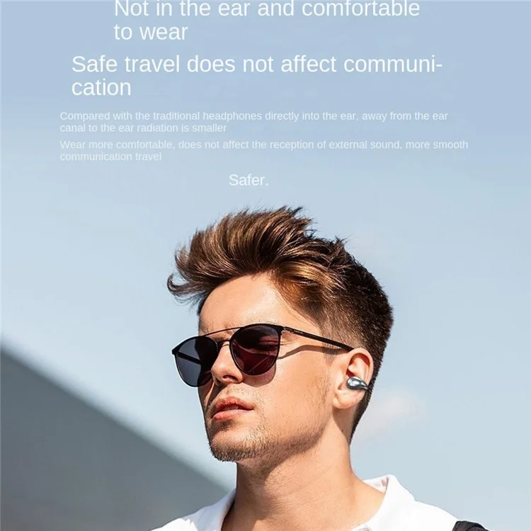 YX-08 Noise Reduction Single Earbud Bone Conduction Ear Clip Wireless Bluetooth-compatible Headphones