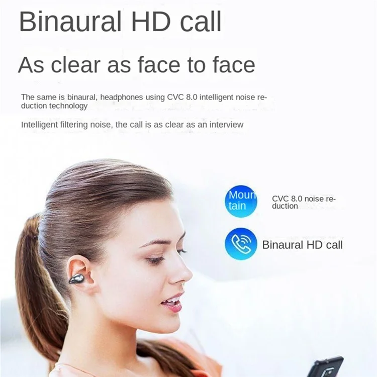 YX-08 Noise Reduction Single Earbud Bone Conduction Ear Clip Wireless Bluetooth-compatible Headphones