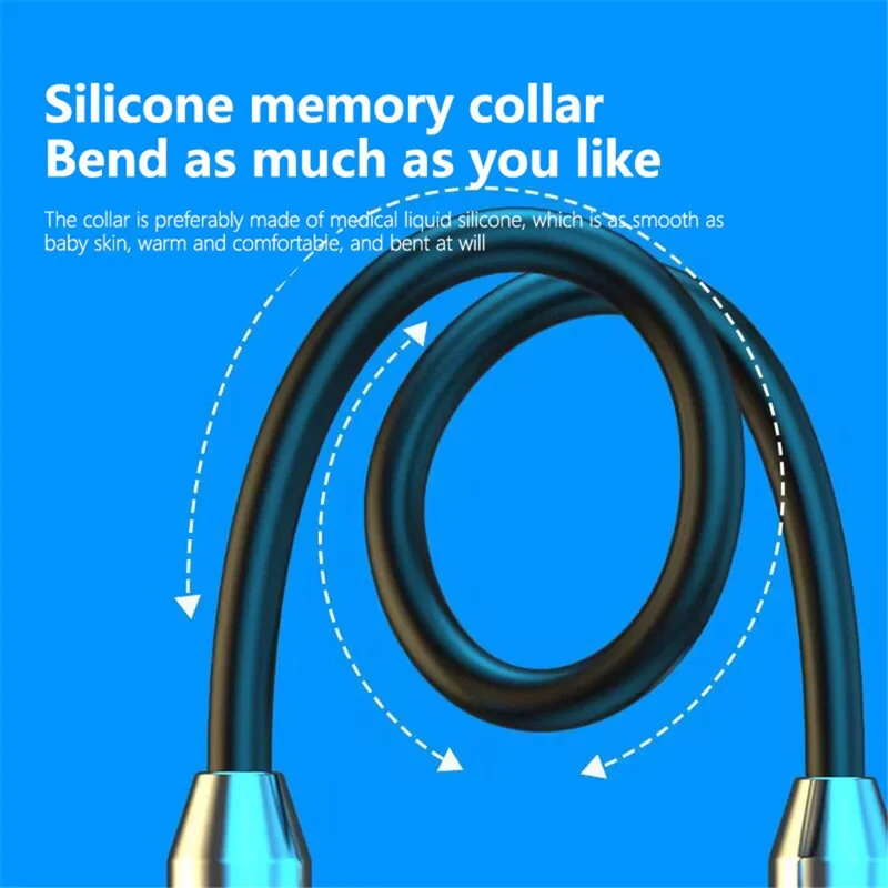Fones de ouvido Bluetooth estéreo surround 9D Silicone Neckband Sports - Preto