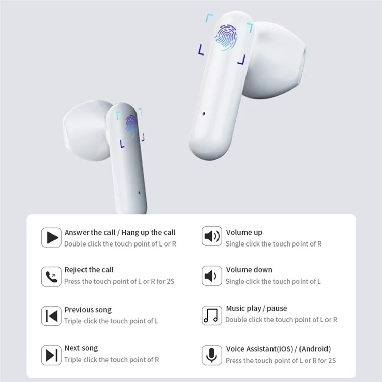 ML762 TWS Bluetooth-Ohrhörer mit Touchsteuerung, ergonomisches Stereo-Musikwireless-Headset
