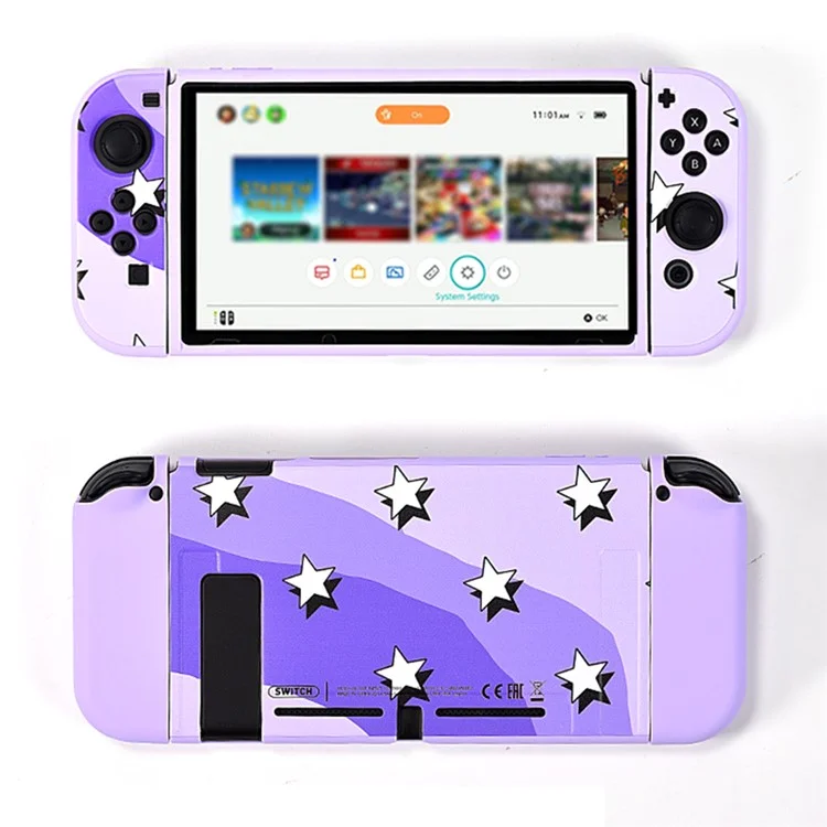 DATA FROG For Nintendo Switch Stylish Printed Protective Case Game Console Anti-Drop TPU Shell - Star