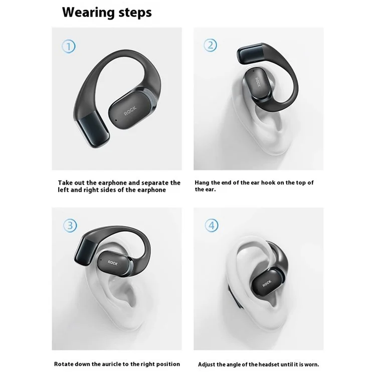 ROCK X718 Ear Hook Bluetooth-compatible 5.4 OWS Headset Wireless Earphone - Black