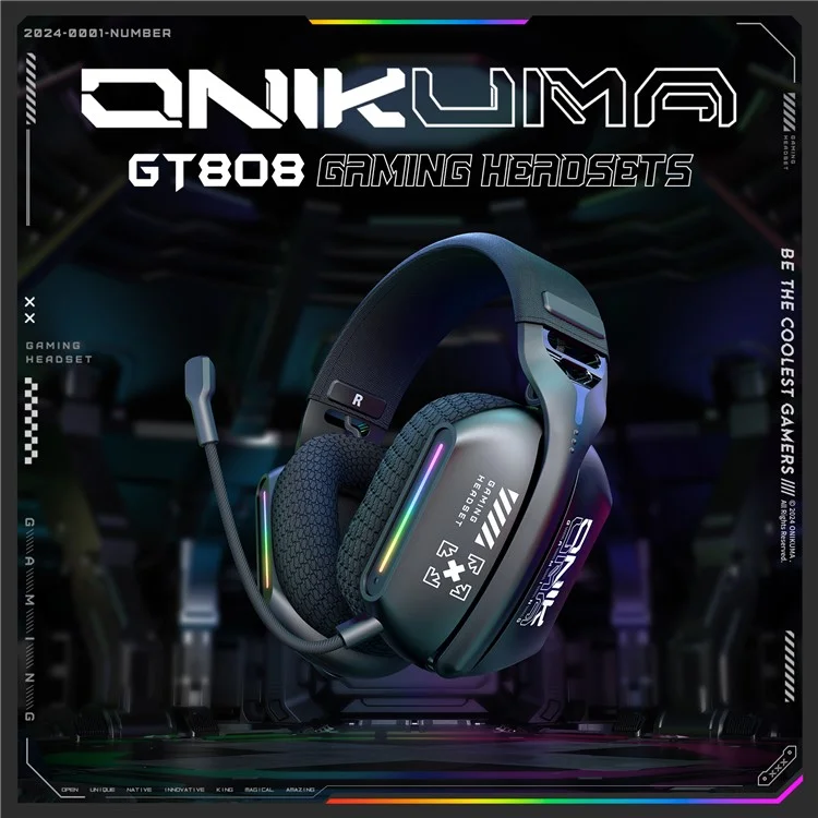 ONIKUMA GT808 Cuffie Tri-Mode 2.4GHz Ultra-Bassa Latenza Wireless Gaming Headset con Microfono