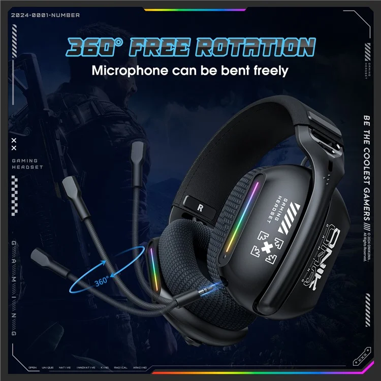 ONIKUMA GT808 Cuffie Tri-Mode 2.4GHz Ultra-Bassa Latenza Wireless Gaming Headset con Microfono
