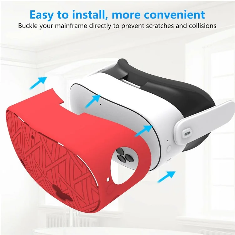 For Meta Quest 3S VR Silicone Case Stripes Style Heat Dissipation Protective Cover - Red