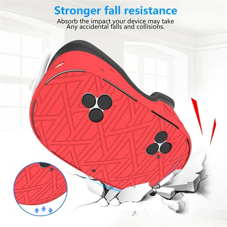 For Meta Quest 3S VR Silicone Case Stripes Style Heat Dissipation Protective Cover - Red