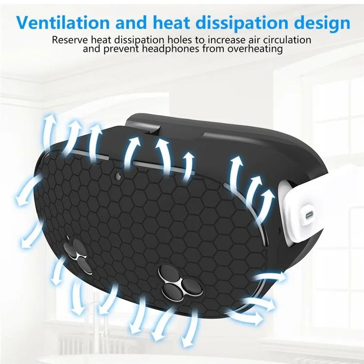 For Meta Quest 3S VR Silicone Case Honeycomb Texture Heat Dissipation Anti-Drop Cover - Black