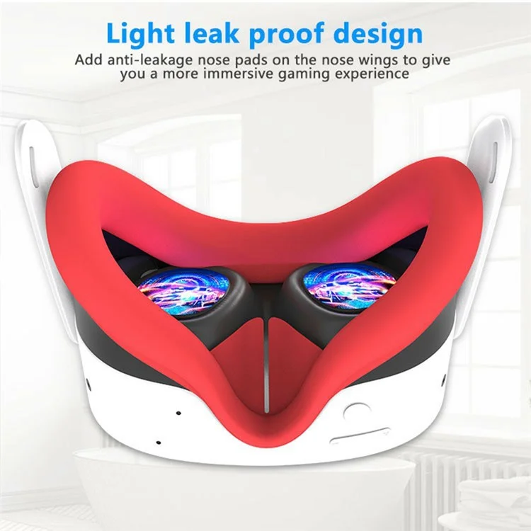 Pour Meta Quest 3S VR Facial Interface Silicone Case Anti-Sweat Face Pad Protective Cover - Rouge