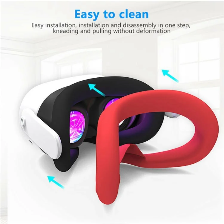 Pour Meta Quest 3S VR Facial Interface Silicone Case Anti-Sweat Face Pad Protective Cover - Rouge