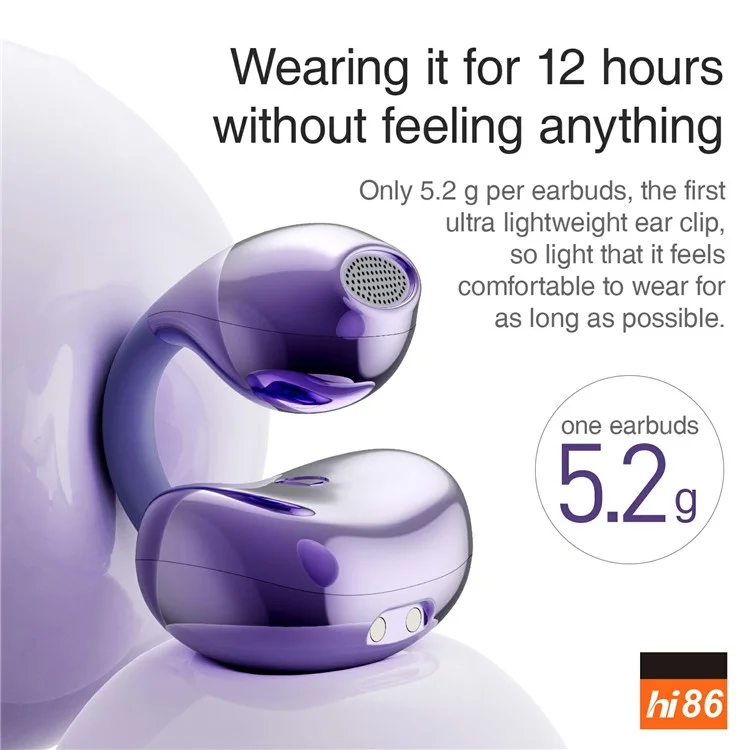 HILEO hi86 ENC Cancelación de ruido Auriculares inalámbricos estéreo con clip Auriculares Bluetooth - Morado