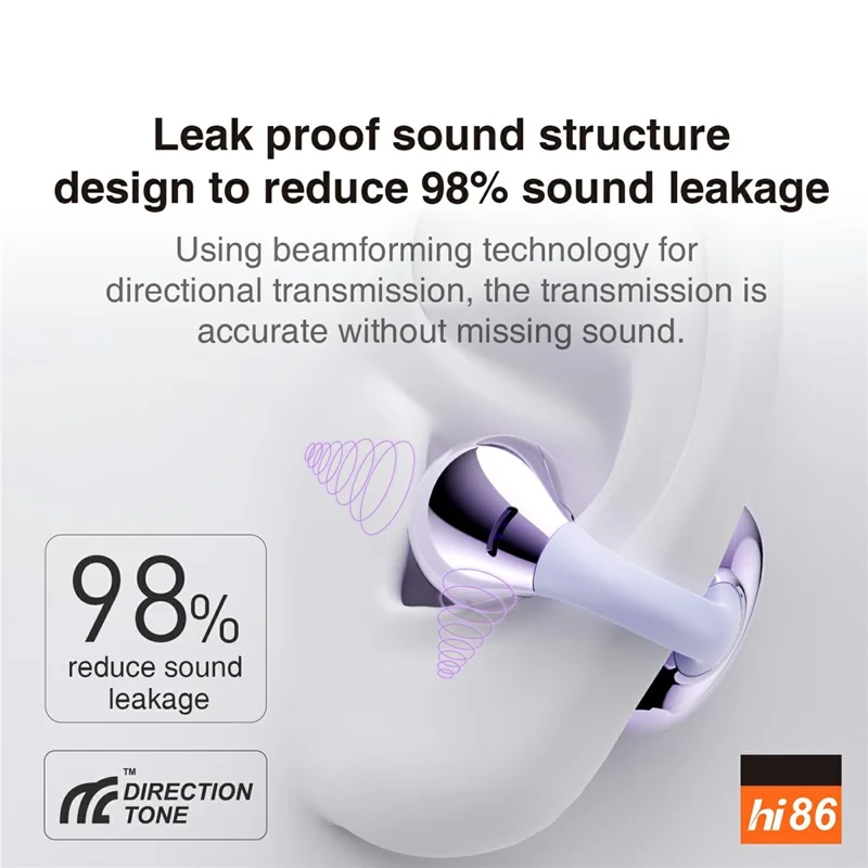 HILEO hi86 ENC Noise Reduction Stereo Wireless Earphones Clip-On Bluetooth-compatible Earbuds - White