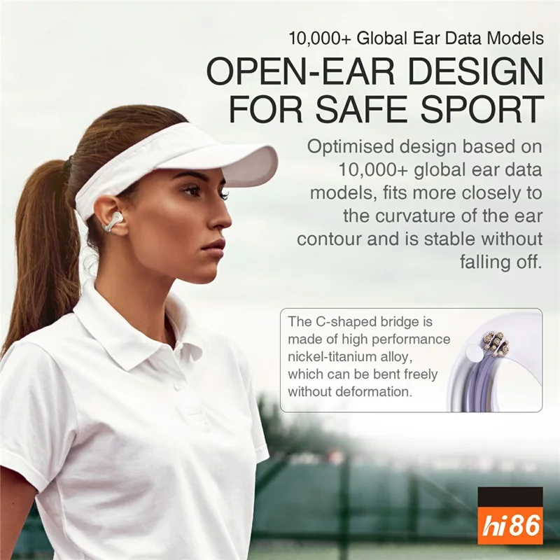 HILEO hi86 ENC Noise Reduction Stereo Wireless Earphones Clip-On Bluetooth-compatible Earbuds - White