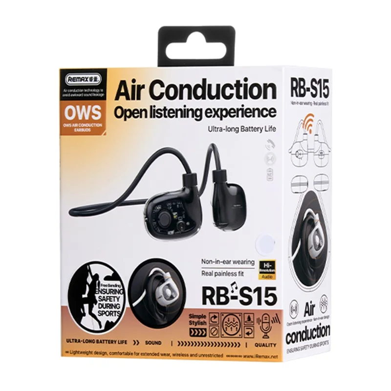 REMAX RB-S15 OWS Air Conduction Bluetooth-compatible Headset Wireless Headphone Sports Earphone - Blue