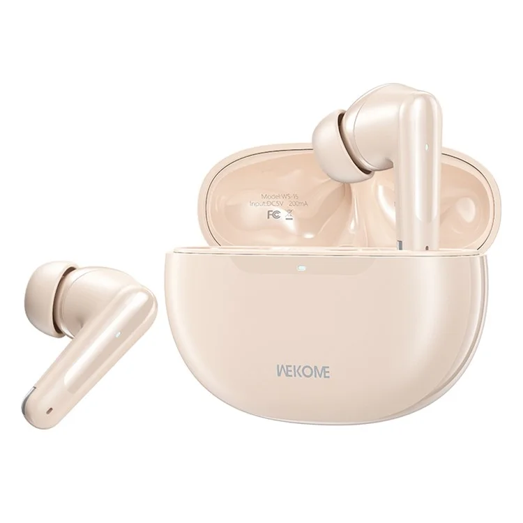 WEKOME WS-15 Bluetooth-compatible Headset Wireless Headphone Sports Earphone with Charging Case - Beige