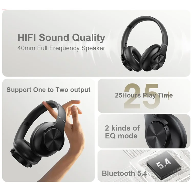 LENOVO Erazer G50 Wireless Bluetooth-compatible Stereo Headphone Over-Ear Foldable Music Headset - Black