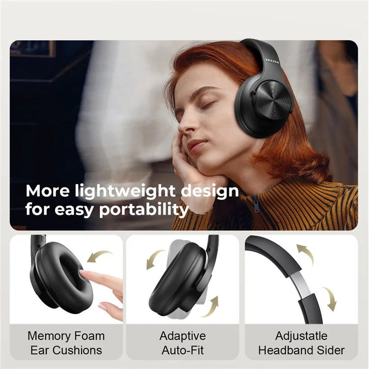 LENOVO Erazer G50 Wireless Bluetooth-compatible Stereo Headphone Over-Ear Foldable Music Headset - Black