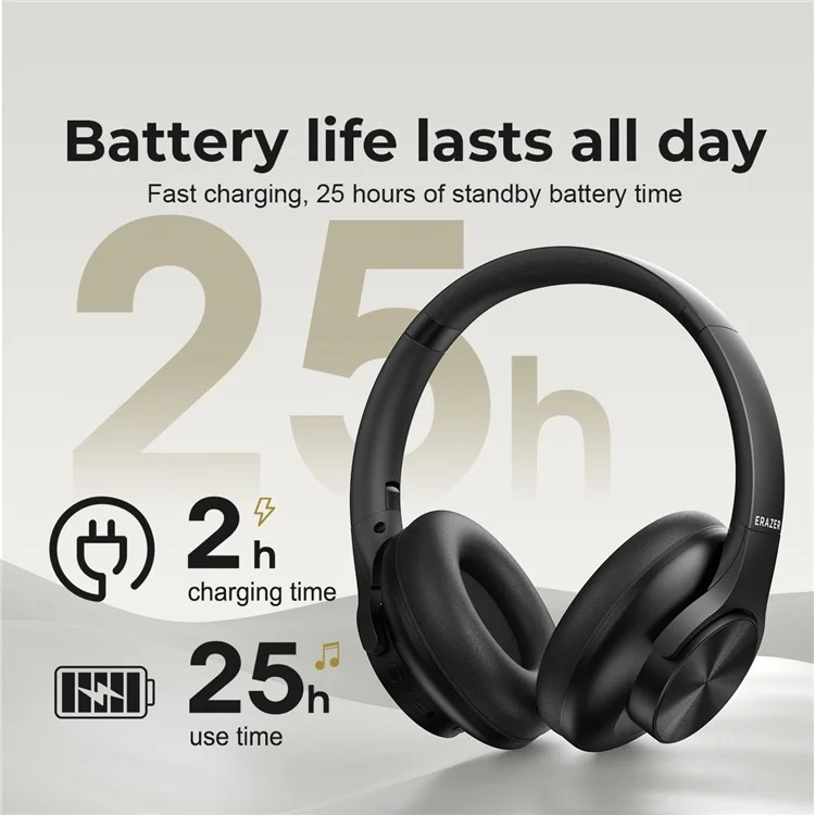 LENOVO Erazer G50 Wireless Bluetooth-compatible Stereo Headphone Over-Ear Foldable Music Headset - Black