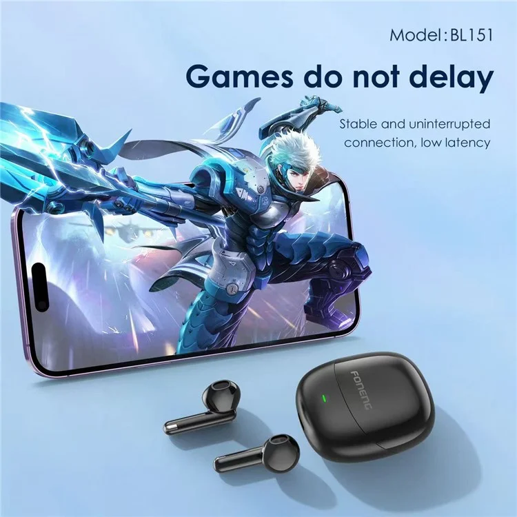 Foneng BL151 Bluetooth 5.3 TWS Wireless Earbuds HiFi Sound Semi-in-orb Headphones - Branco Leitoso