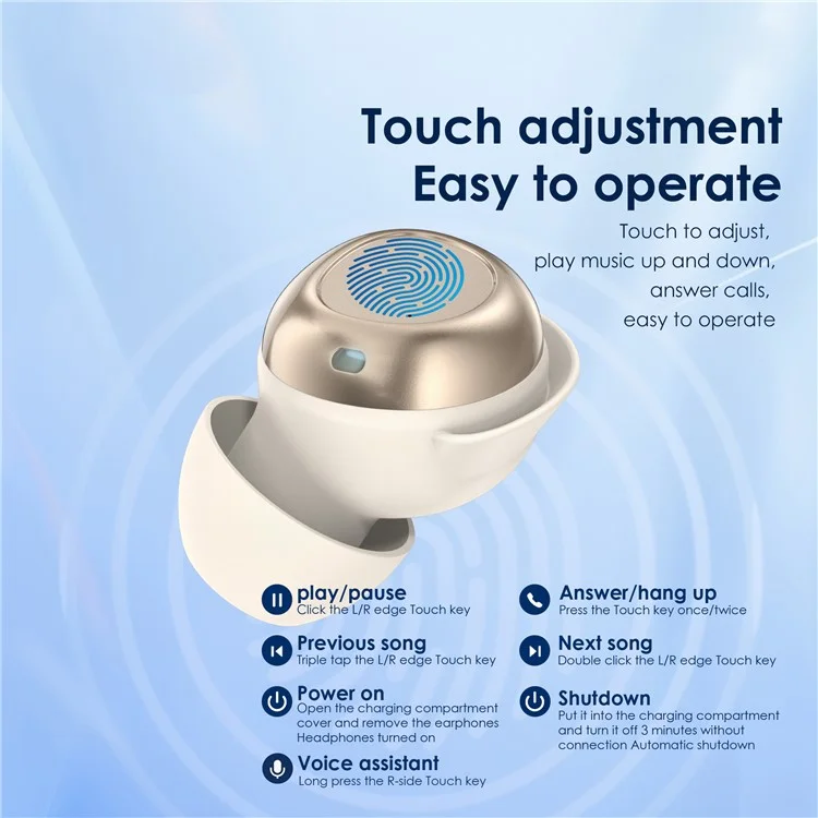 Foneng BL153 TWS Bluetooth In-ear-ohrhörer Earphone Wireless Touch Control Musik Headset - Beige