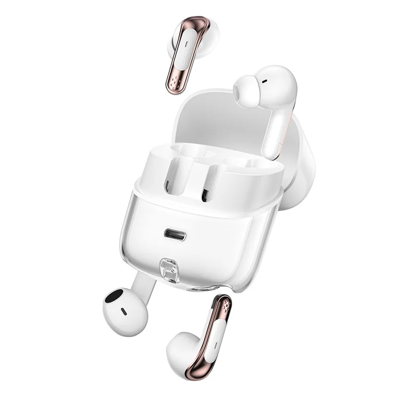 J17 2 Pair Bluetooth-compatible 5.4 Headphones LED Display Stereo Sports Earbuds - White