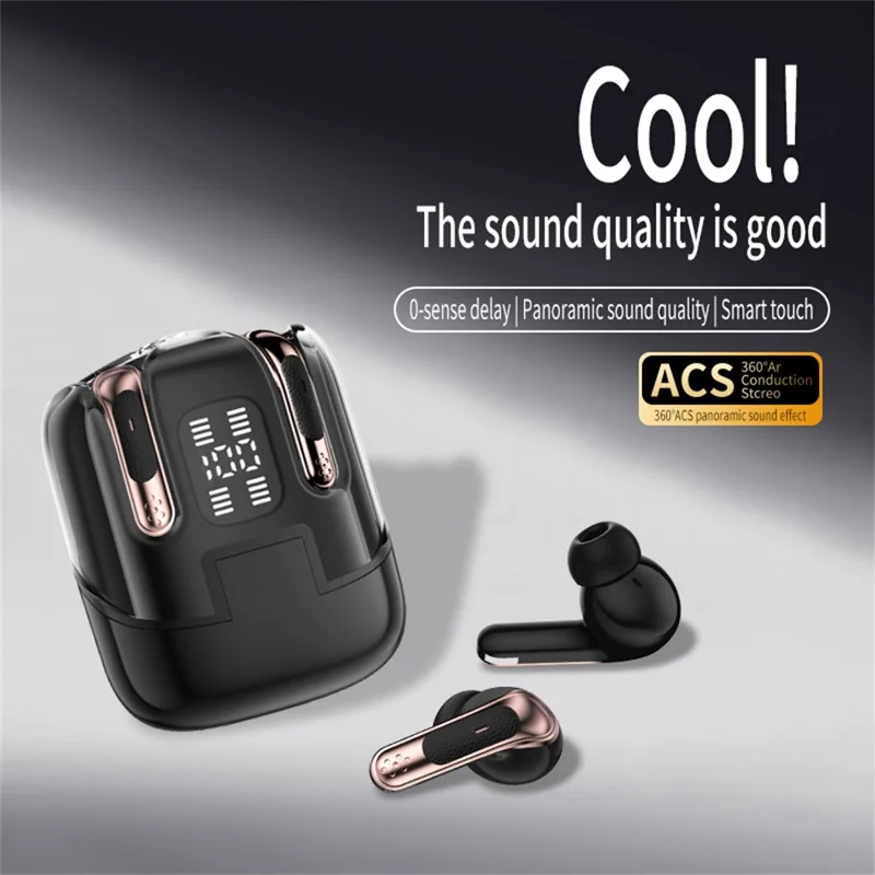 J17 2 Pair Bluetooth-compatible 5.4 Headphones LED Display Stereo Sports Earbuds - White