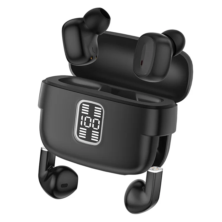 J32 2 Pair Wireless Earbuds Bluetooth-compatible 5.3 LED Display Sport Headphones Noise Cancelling - Black