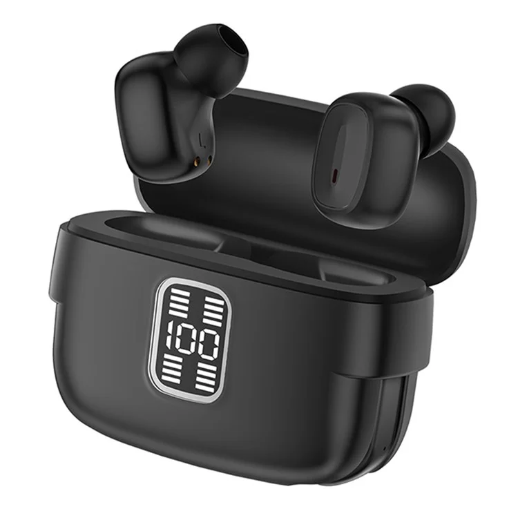 J32 2 Pair Wireless Earbuds Bluetooth-compatible 5.3 LED Display Sport Headphones Noise Cancelling - Black