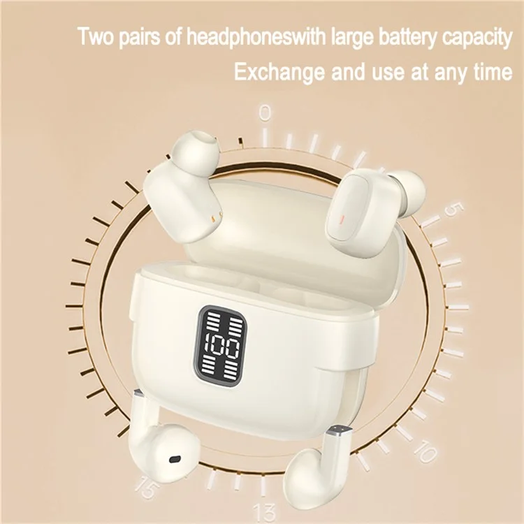 J32 2 Pair Wireless Earbuds Bluetooth-compatible 5.3 LED Display Sport Headphones Noise Cancelling - Black