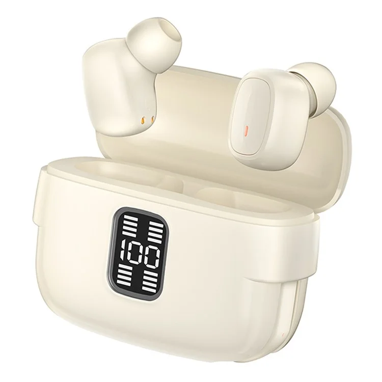 J32 2 Pair Wireless Earbuds Bluetooth-compatible 5.3 LED Display Sport Headphones Noise Cancelling - Nude