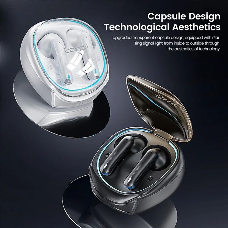 Toocki HE-068 TWS Bluetooth In-Ear Earphone Wireless Music Aurictos de Juegos - Blanco