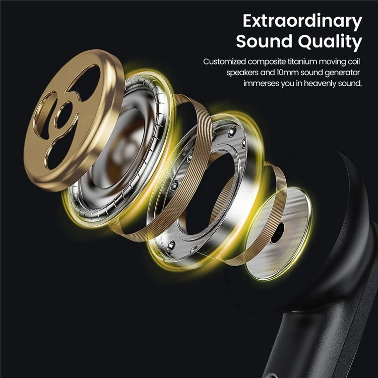 Toocki HE-068 TWS Bluetooth In-Ear Earphone Wireless Music Aurictos de Juegos - Blanco