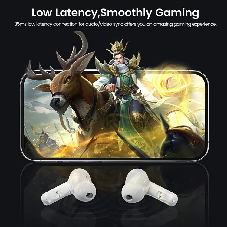 Toocki HE-068 TWS Bluetooth In-Ear Earphone Wireless Music Aurictos de Juegos - Blanco
