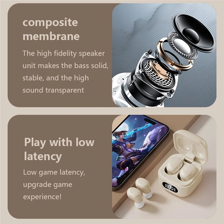 BH30 Mini TWS Bluetooth 5.3 Earbudes de Fones de Ouvido Ineversos Touch Control Wireless Music Headset - nu