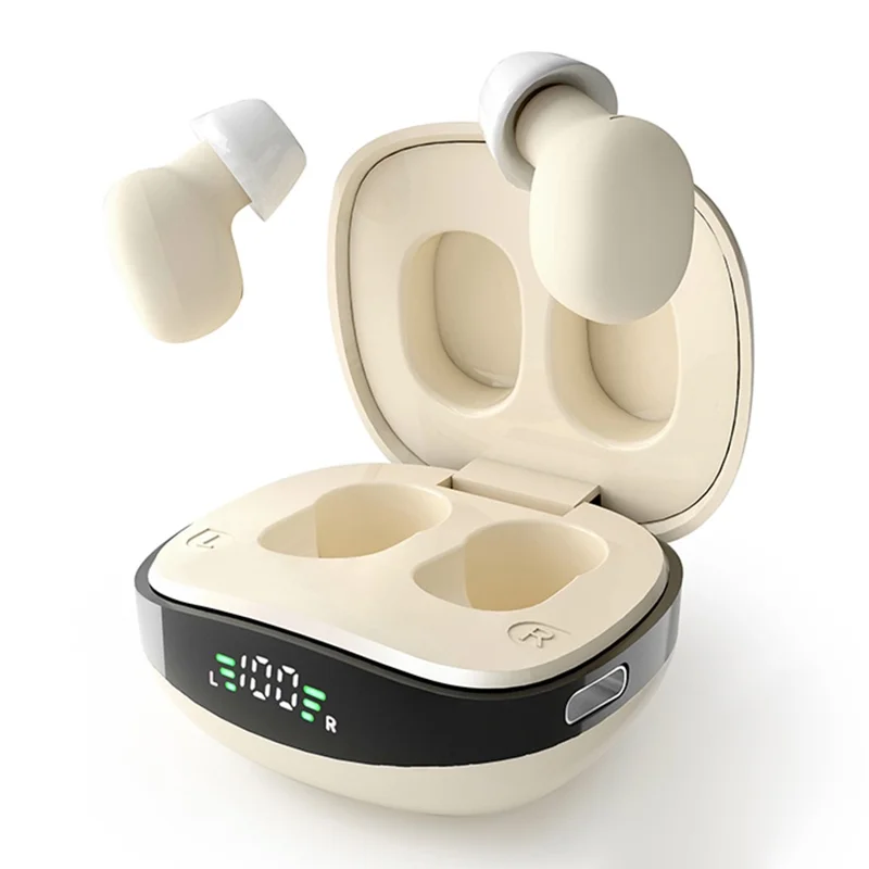 BH27 Mini TWS Bluetooth-compatible 5.3 Sleep In-Ear Earphone Touch Control Music Gaming Headset - Nude