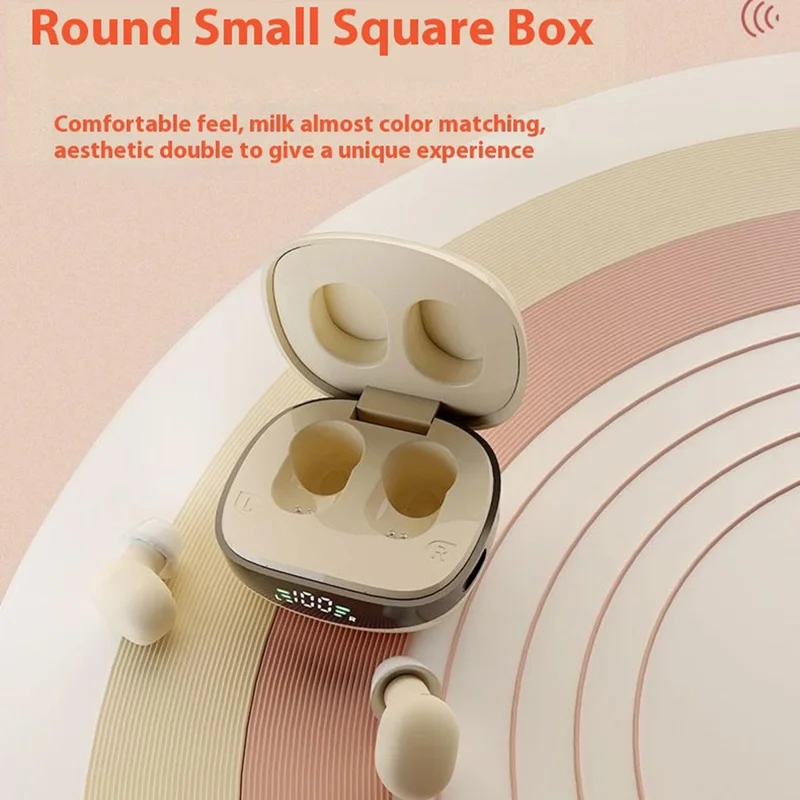 BH27 Mini TWS Bluetooth-compatible 5.3 Sleep In-Ear Earphone Touch Control Music Gaming Headset - Nude