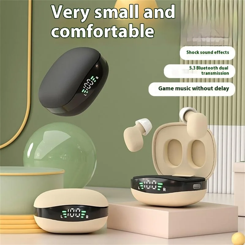 BH27 Mini TWS Bluetooth-compatible 5.3 Sleep In-Ear Earphone Touch Control Music Gaming Headset - Nude