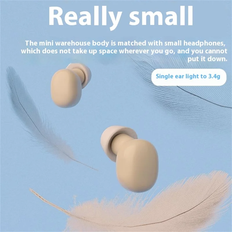 BH27 Mini TWS Bluetooth-compatible 5.3 Sleep In-Ear Earphone Touch Control Music Gaming Headset - Nude