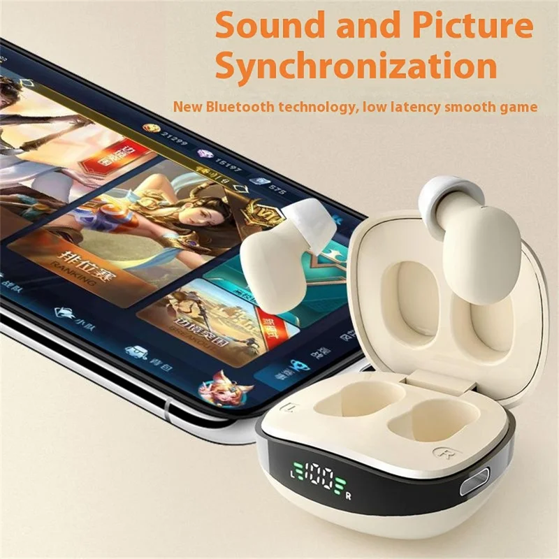 BH27 Mini TWS Bluetooth-compatible 5.3 Sleep In-Ear Earphone Touch Control Music Gaming Headset - Nude