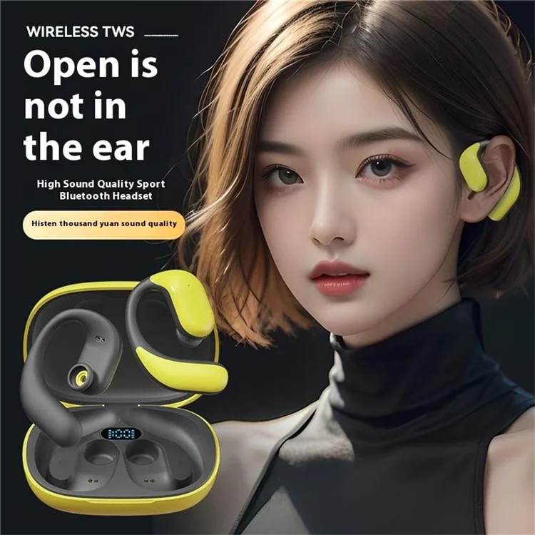 M65 OWS Bluetooth-compatible Headset Bone Conduction Ear-Hook Wireless Music Earphone - Green