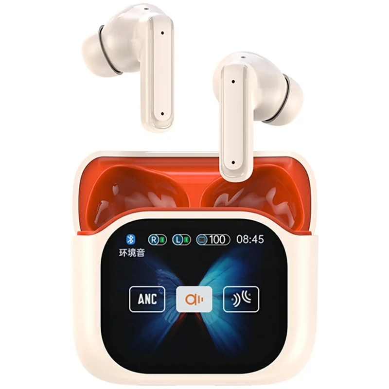 BY16 Bluetooth-compatible 5.4 Headset Noise-Cancelling TWS Earbuds Full-Color Touchscreen - Orange