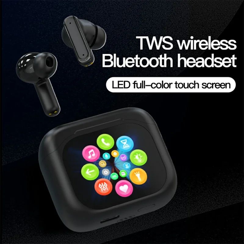 BY16 Bluetooth-compatible 5.4 Headset Noise-Cancelling TWS Earbuds Full-Color Touchscreen - Orange