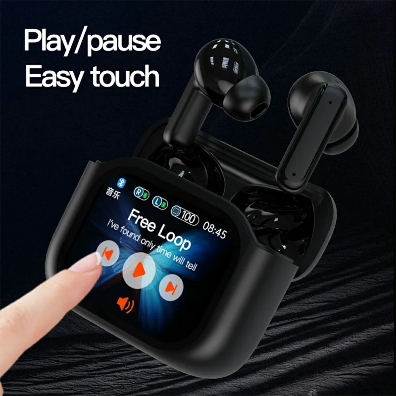 BY16 Bluetooth-compatible 5.4 Headset Noise-Cancelling TWS Earbuds Full-Color Touchscreen - Orange