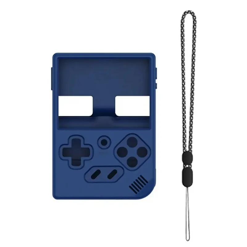 For ANBERNIC RG35XX Plus Silicone Case Handheld Gaming Console Sleeve Cover with Strap - Blue