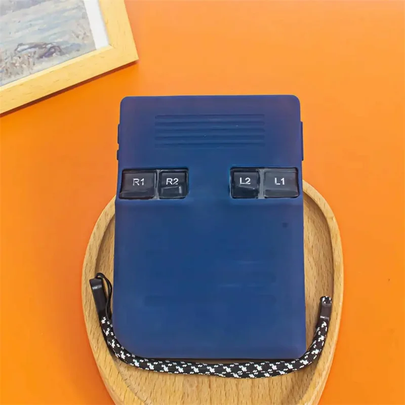 For ANBERNIC RG35XX Plus Silicone Case Handheld Gaming Console Sleeve Cover with Strap - Blue
